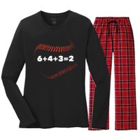 6+4+3=2 Double Play Baseball Player Gift Baseball Saying TShirt Women's Long Sleeve Flannel Pajama Set 