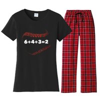 6+4+3=2 Double Play Baseball Player Gift Baseball Saying TShirt Women's Flannel Pajama Set