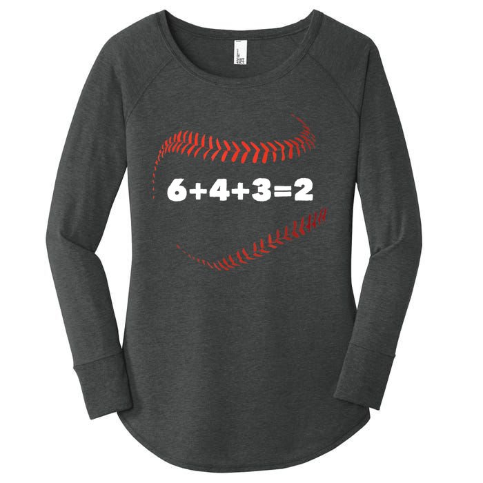 6+4+3=2 Double Play Baseball Player Gift Baseball Saying TShirt Women's Perfect Tri Tunic Long Sleeve Shirt