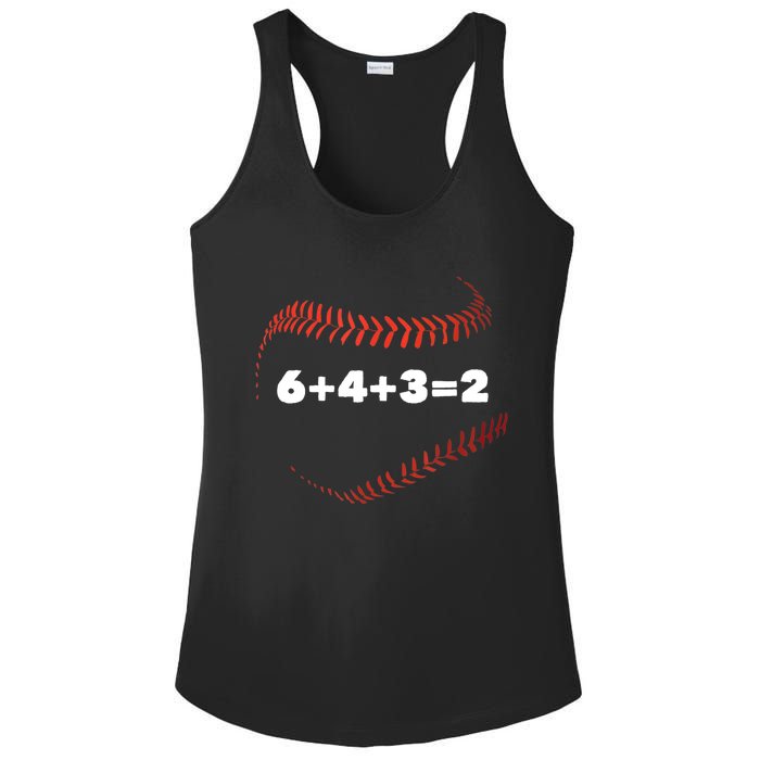 6+4+3=2 Double Play Baseball Player Gift Baseball Saying TShirt Ladies PosiCharge Competitor Racerback Tank