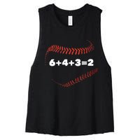 6+4+3=2 Double Play Baseball Player Gift Baseball Saying TShirt Women's Racerback Cropped Tank