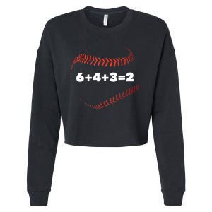 6+4+3=2 Double Play Baseball Player Gift Baseball Saying TShirt Cropped Pullover Crew