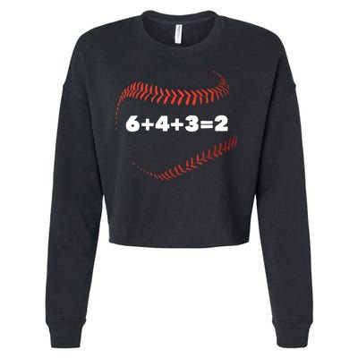 6+4+3=2 Double Play Baseball Player Gift Baseball Saying TShirt Cropped Pullover Crew