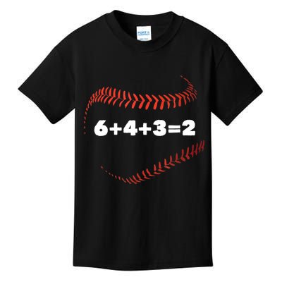 6+4+3=2 Double Play Baseball Player Gift Baseball Saying TShirt Kids T-Shirt