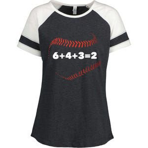 6+4+3=2 Double Play Baseball Player Gift Baseball Saying TShirt Enza Ladies Jersey Colorblock Tee