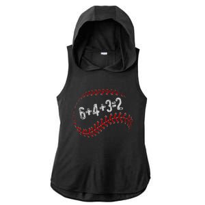 6+4+3=2 Double Play Baseball Player Fun Baseball Saying Ladies PosiCharge Tri-Blend Wicking Draft Hoodie Tank