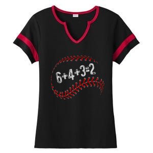 6+4+3=2 Double Play Baseball Player Fun Baseball Saying Ladies Halftime Notch Neck Tee