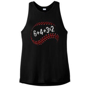 6+4+3=2 Double Play Baseball Player Fun Baseball Saying Ladies PosiCharge Tri-Blend Wicking Tank