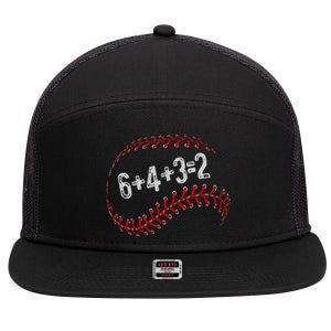 6+4+3=2 Double Play Baseball Player Fun Baseball Saying 7 Panel Mesh Trucker Snapback Hat