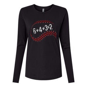 6+4+3=2 Double Play Baseball Player Fun Baseball Saying Womens Cotton Relaxed Long Sleeve T-Shirt