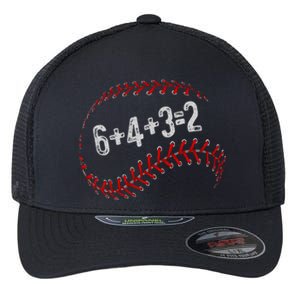 6+4+3=2 Double Play Baseball Player Fun Baseball Saying Flexfit Unipanel Trucker Cap