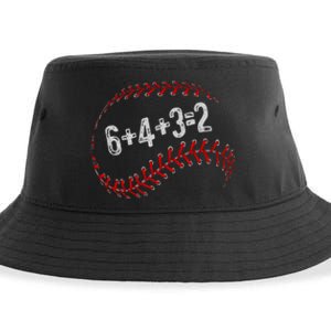 6+4+3=2 Double Play Baseball Player Fun Baseball Saying Sustainable Bucket Hat