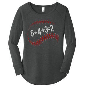 6+4+3=2 Double Play Baseball Player Fun Baseball Saying Women's Perfect Tri Tunic Long Sleeve Shirt