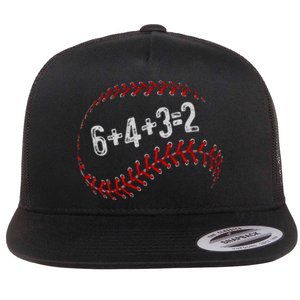 6+4+3=2 Double Play Baseball Player Fun Baseball Saying Flat Bill Trucker Hat