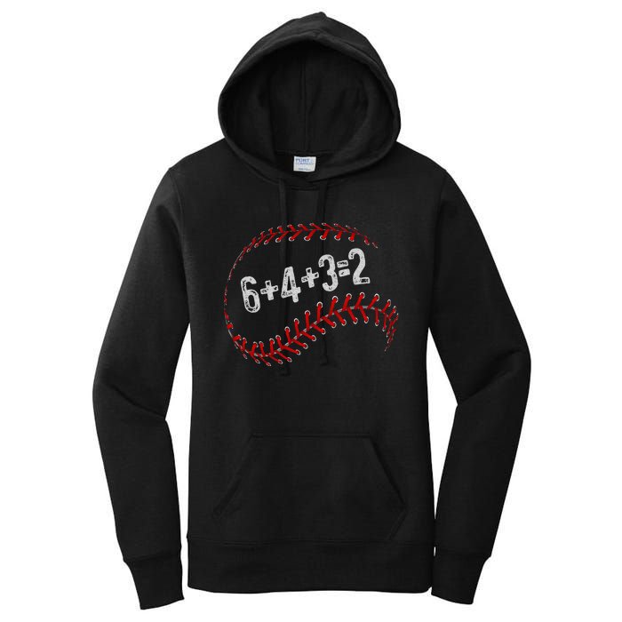 6+4+3=2 Double Play Baseball Player Fun Baseball Saying Women's Pullover Hoodie