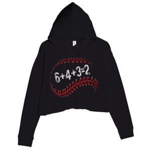 6+4+3=2 Double Play Baseball Player Fun Baseball Saying Crop Fleece Hoodie