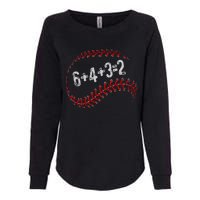 6+4+3=2 Double Play Baseball Player Fun Baseball Saying Womens California Wash Sweatshirt