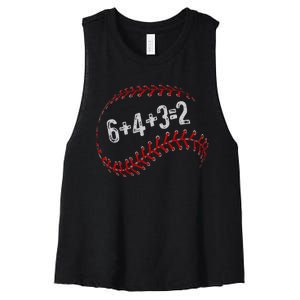 6+4+3=2 Double Play Baseball Player Fun Baseball Saying Women's Racerback Cropped Tank