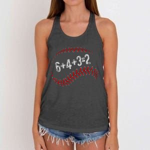 6+4+3=2 Double Play Baseball Player Fun Baseball Saying Women's Knotted Racerback Tank