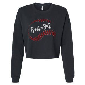 6+4+3=2 Double Play Baseball Player Fun Baseball Saying Cropped Pullover Crew