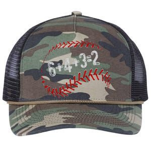 6+4+3=2 Double Play Baseball Player Fun Baseball Saying Retro Rope Trucker Hat Cap