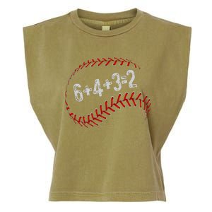 6+4+3=2 Double Play Baseball Player Fun Baseball Saying Garment-Dyed Women's Muscle Tee