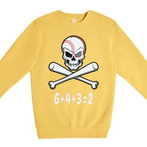 6+4+3=2 Double Play Baseball Player Halloween Baseball Premium Crewneck Sweatshirt