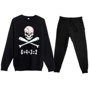 6+4+3=2 Double Play Baseball Player Halloween Baseball Premium Crewneck Sweatsuit Set