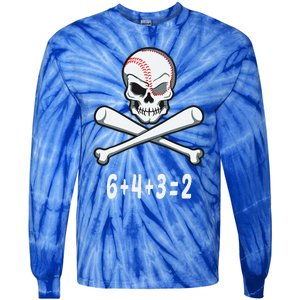 6+4+3=2 Double Play Baseball Player Halloween Baseball Tie-Dye Long Sleeve Shirt