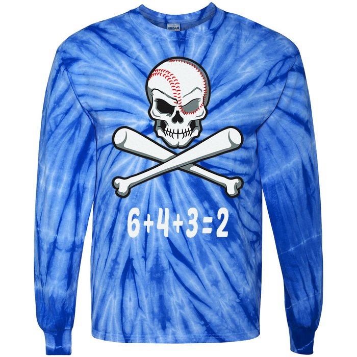 6+4+3=2 Double Play Baseball Player Halloween Baseball Tie-Dye Long Sleeve Shirt