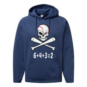 6+4+3=2 Double Play Baseball Player Halloween Baseball Performance Fleece Hoodie