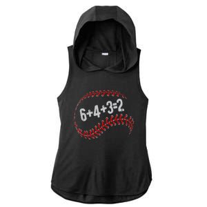 6+4+3=2 Double Play Baseball Player Fun Baseball Saying Ladies PosiCharge Tri-Blend Wicking Draft Hoodie Tank