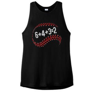 6+4+3=2 Double Play Baseball Player Fun Baseball Saying Ladies PosiCharge Tri-Blend Wicking Tank