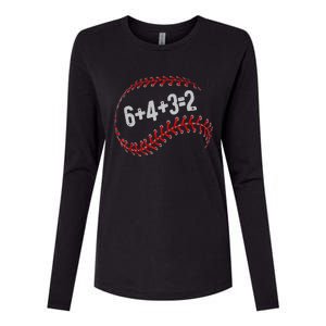 6+4+3=2 Double Play Baseball Player Fun Baseball Saying Womens Cotton Relaxed Long Sleeve T-Shirt