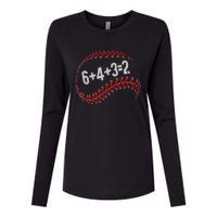 6+4+3=2 Double Play Baseball Player Fun Baseball Saying Womens Cotton Relaxed Long Sleeve T-Shirt