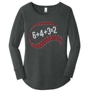 6+4+3=2 Double Play Baseball Player Fun Baseball Saying Women's Perfect Tri Tunic Long Sleeve Shirt