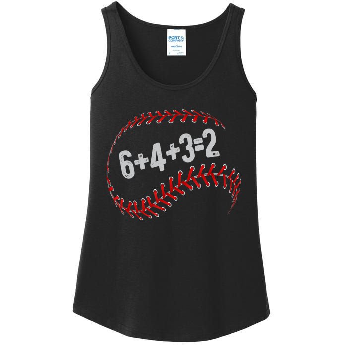 6+4+3=2 Double Play Baseball Player Fun Baseball Saying Ladies Essential Tank