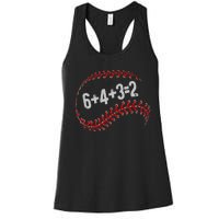 6+4+3=2 Double Play Baseball Player Fun Baseball Saying Women's Racerback Tank