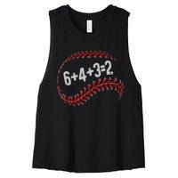 6+4+3=2 Double Play Baseball Player Fun Baseball Saying Women's Racerback Cropped Tank