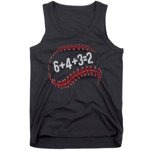 6+4+3=2 Double Play Baseball Player Fun Baseball Saying Tank Top