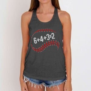 6+4+3=2 Double Play Baseball Player Fun Baseball Saying Women's Knotted Racerback Tank