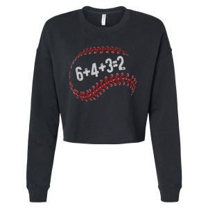 6+4+3=2 Double Play Baseball Player Fun Baseball Saying Cropped Pullover Crew