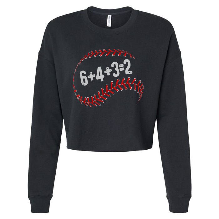 6+4+3=2 Double Play Baseball Player Fun Baseball Saying Cropped Pullover Crew