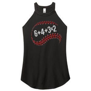 6+4+3=2 Double Play Baseball Player Fun Baseball Saying Women's Perfect Tri Rocker Tank