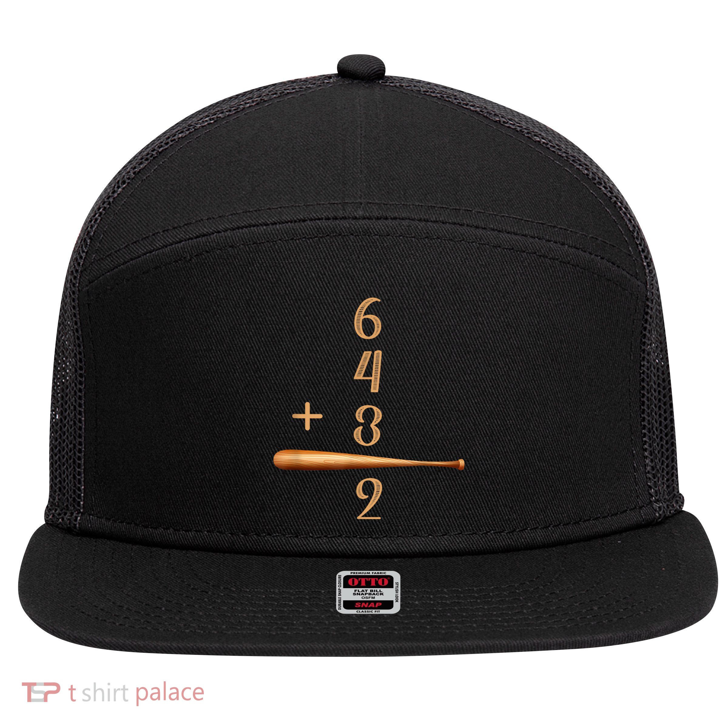 6+4+3=2 Double Play Baseball Player Baseball Saying 7 Panel Mesh Trucker Snapback Hat