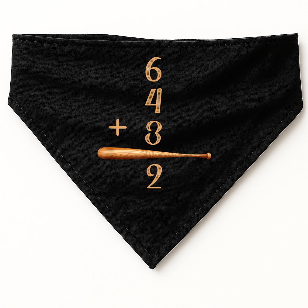 6+4+3=2 Double Play Baseball Player Baseball Saying USA-Made Doggie Bandana