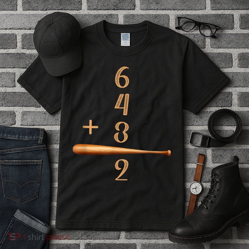 6+4+3=2 Double Play Baseball Player Baseball Saying Tall T-Shirt