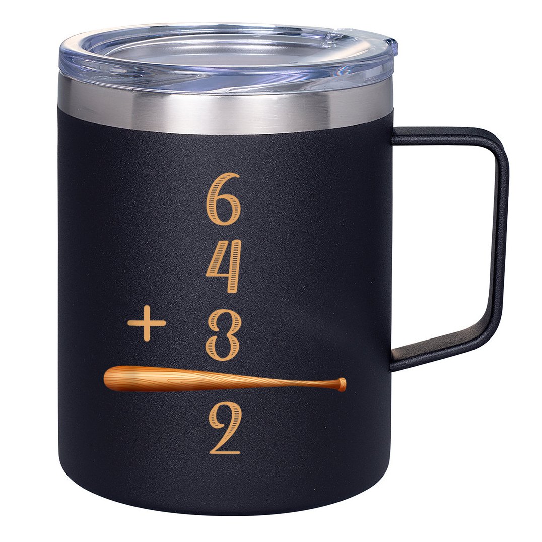 6+4+3=2 Double Play Baseball Player Baseball Saying 12oz Stainless Steel Coffee Mug