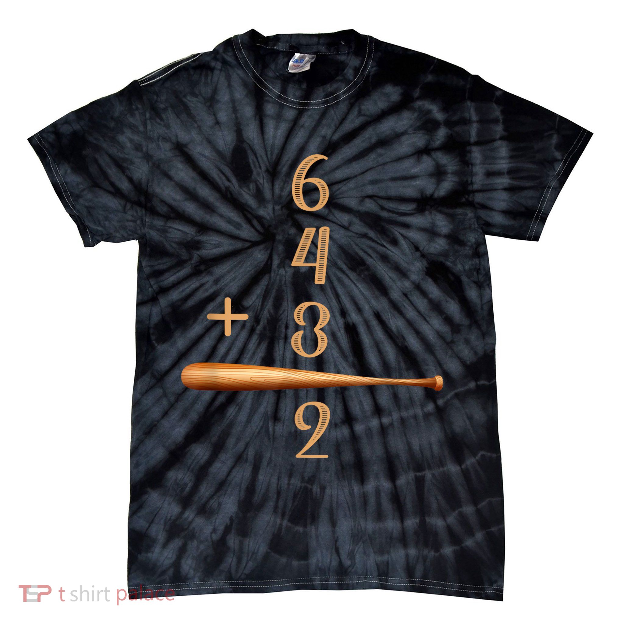6+4+3=2 Double Play Baseball Player Baseball Saying Tie-Dye T-Shirt
