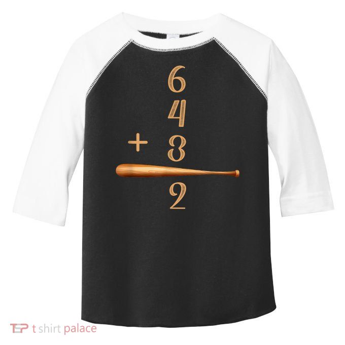 6+4+3=2 Double Play Baseball Player Baseball Saying Toddler Fine Jersey T-Shirt